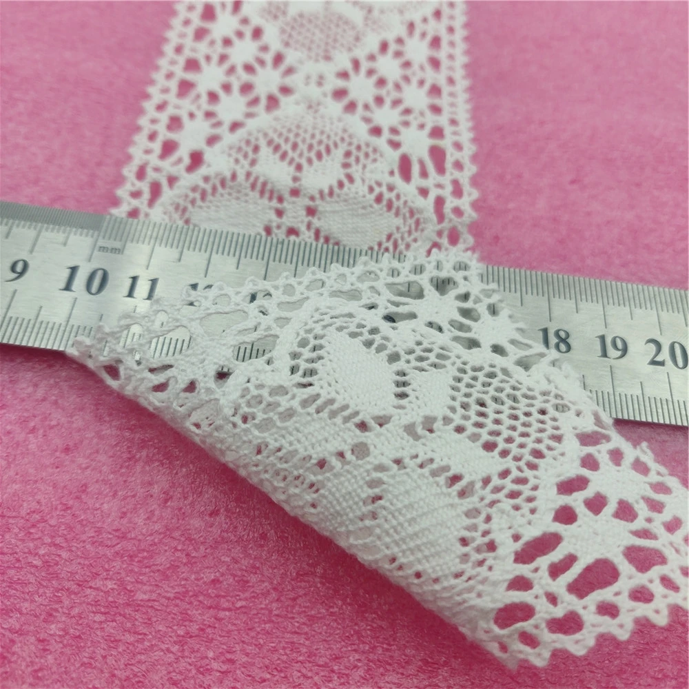 White Color Cotton Thread Crochet Lace Fabric 6.5 Cm Wide Net Ribbons Fabric Trim Diy Sewing Handmade Craft Materials