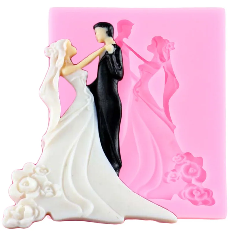 Bride & Groom Silicone Molds Wedding Cupcake Topper Fondant Mold Cake Decorating Tools Candy Resin Chocolate Gumpaste Moulds