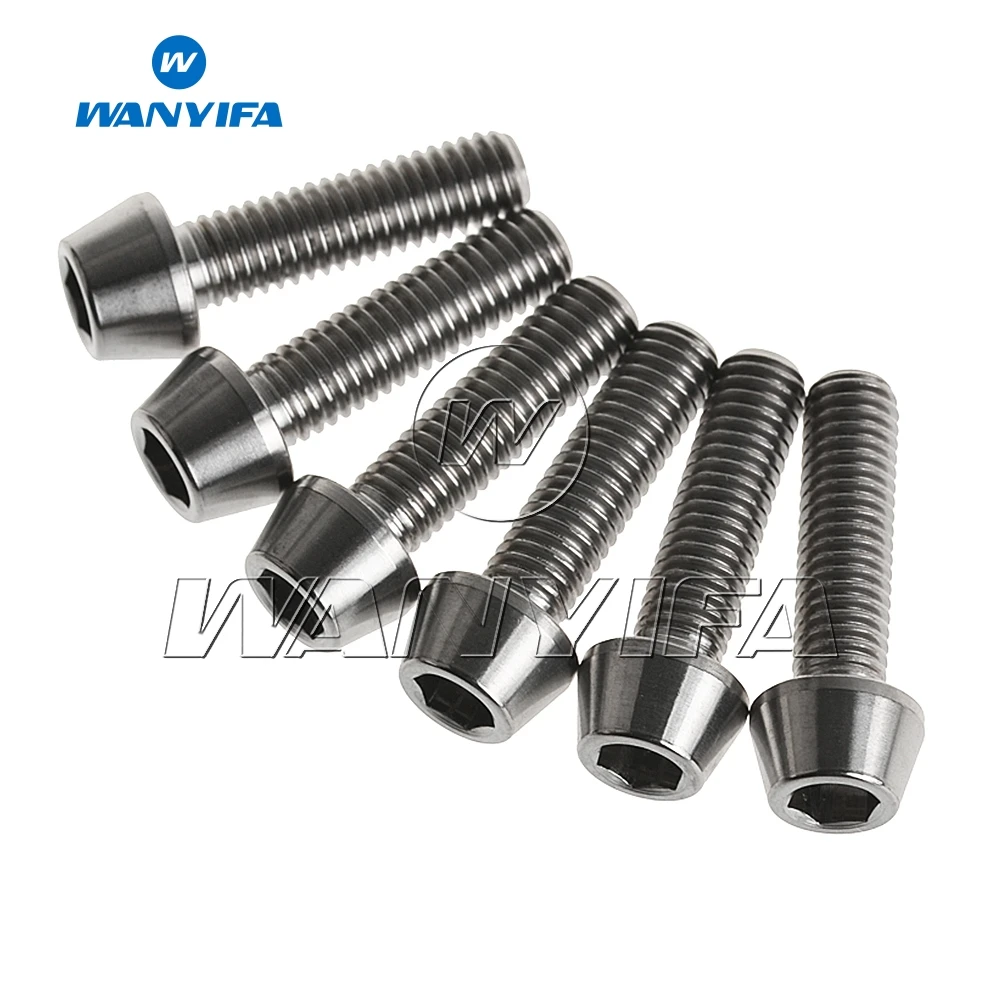 Wanyifa Titanium M5 x 16mm M5 x18mm Allen Key Taper Head Bolt Screw for Bicycle Stem Seatpost 6pcs