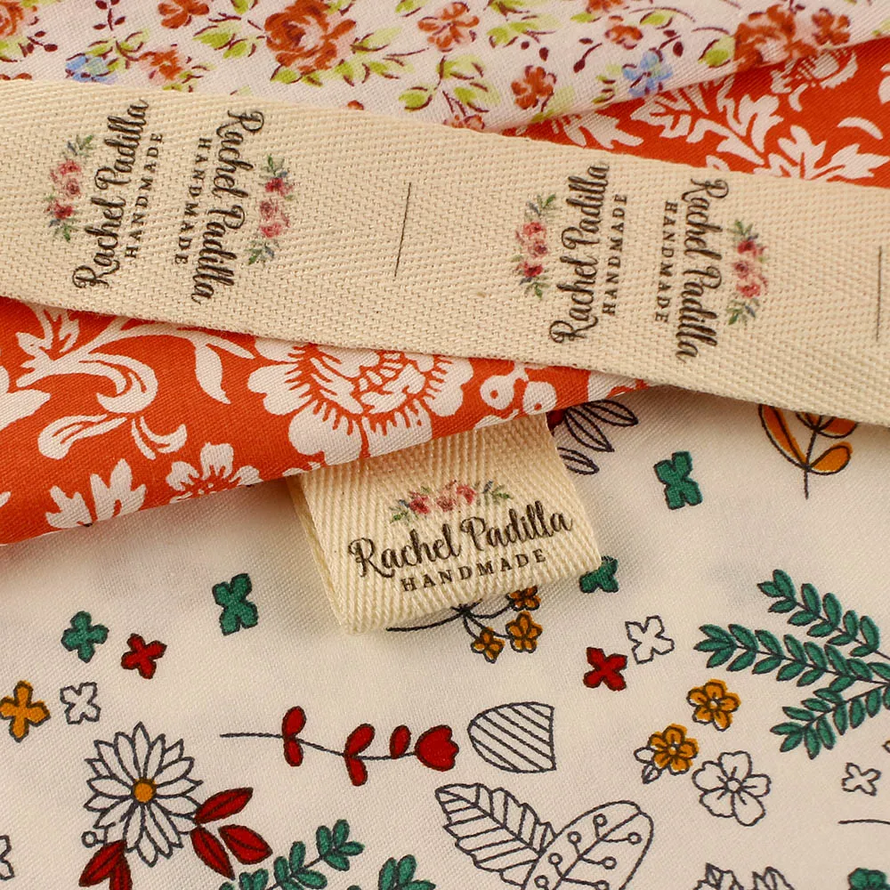 Cotton Twill Webbing, Flat or Folded Labels,Printed Sew-in Fabric,Custom Personalizada, Knitting or Crochet Labels, 30x60mm