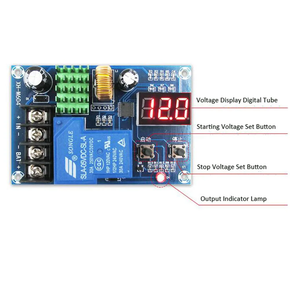 Lithium Battery Charge Discharge Controller Undervoltage Protect 12V 24V 48V 10A 30A LED Display Low Voltage Disconnect Cut Off