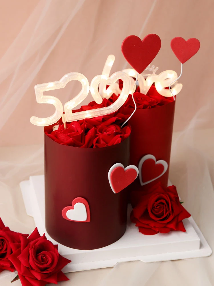 Love 520 Light Cupcake Topper หัวใจรักคนรักหวานเค้ก Topper สำหรับครบรอบวันวาเลนไทน์งานแต่งงานเค้กตกแต่ง