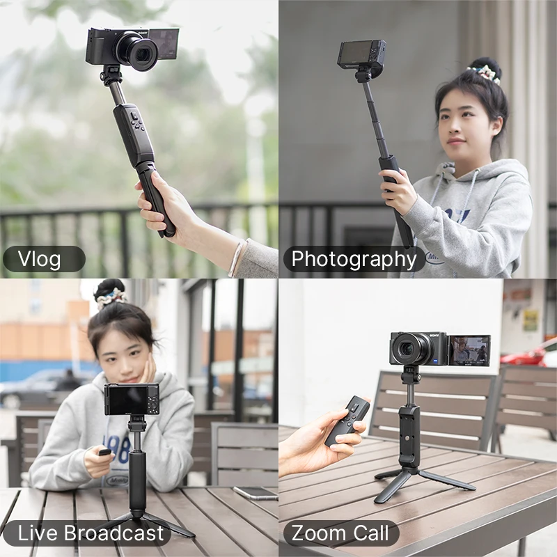 Ulanzi Wireless Bluetooth Selfie Stick Tripod for Sony ZVE-10 A7 III A6600 CANON Camera Extendable Grip Tripod Camera Zoom Video