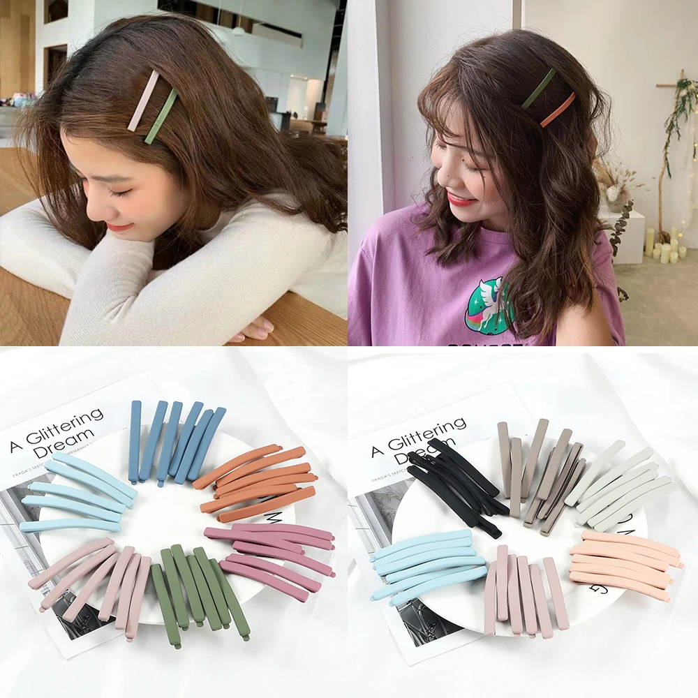 2Pcs/Set Trendy Simple Basic Hair Clip Accessories Candy Color Sweet Hairpins Women Girl Matte Barrettes Headwear Ornaments Gift