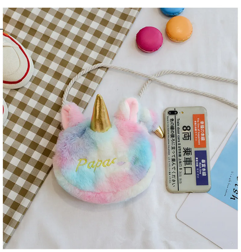 Cartoon Unicorn Plush Backpacks Crossbody Bag Girl Christmas Gift Stuffed Doll Crossbody Bag Makeup Bag Coin Purse for Girl