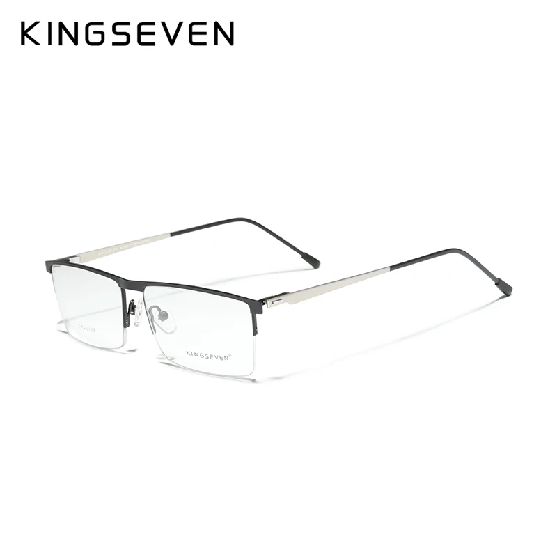 

KINGSEVEN 2023 Titanium Alloy Optical Glasses Frame Men Square Myopia Prescription Eyeglasses Male Metal Eyewear