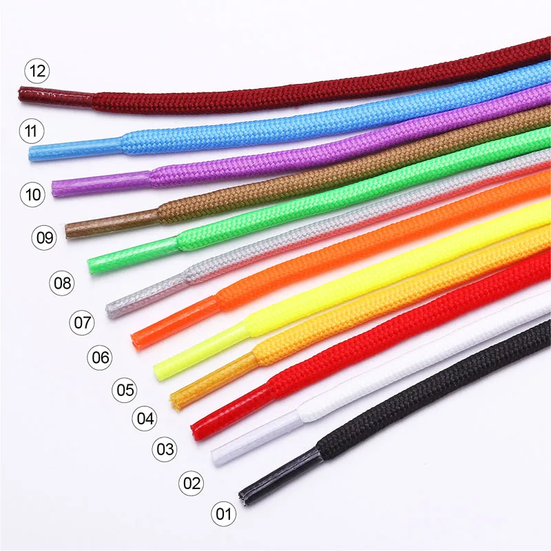 1Pair Round Solid Shoelaces Top Quality Polyester Shoes Lace Solid Classic Round Shoelace 50cm,80cm,100cm,120cm