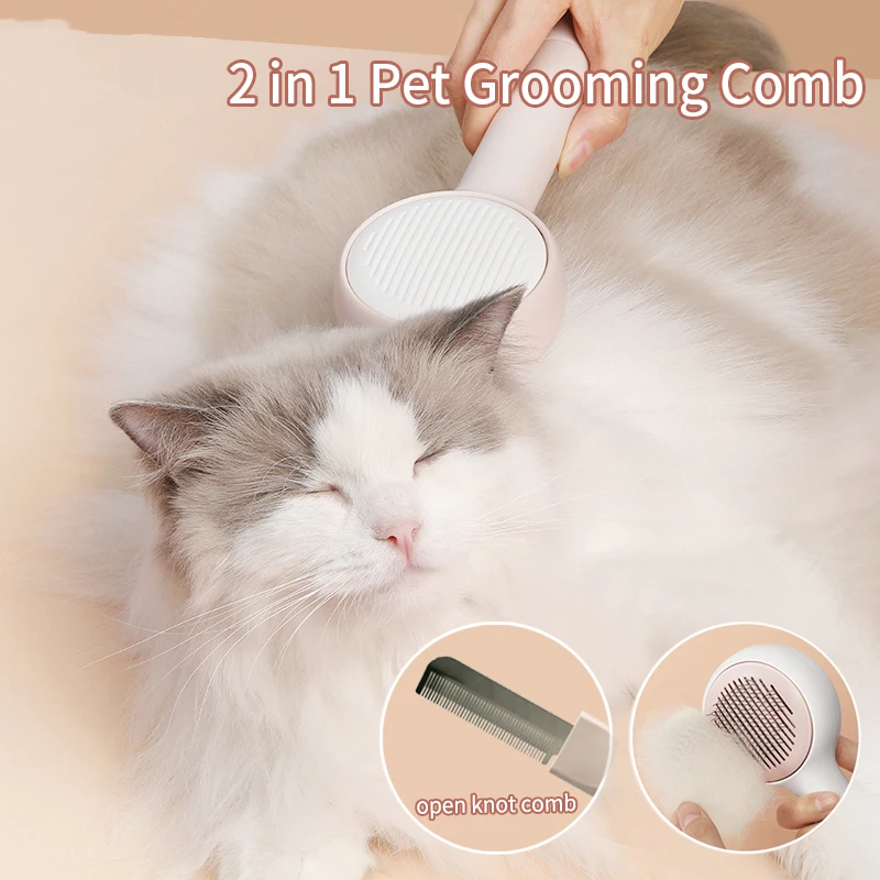 

2 In 1 Pet Cat Comb Hair Remover Selfcleaning Flea Comb for Dogs Pet Grooming Comb Automatic Puppy Cats Hair Brush Pet Supplies