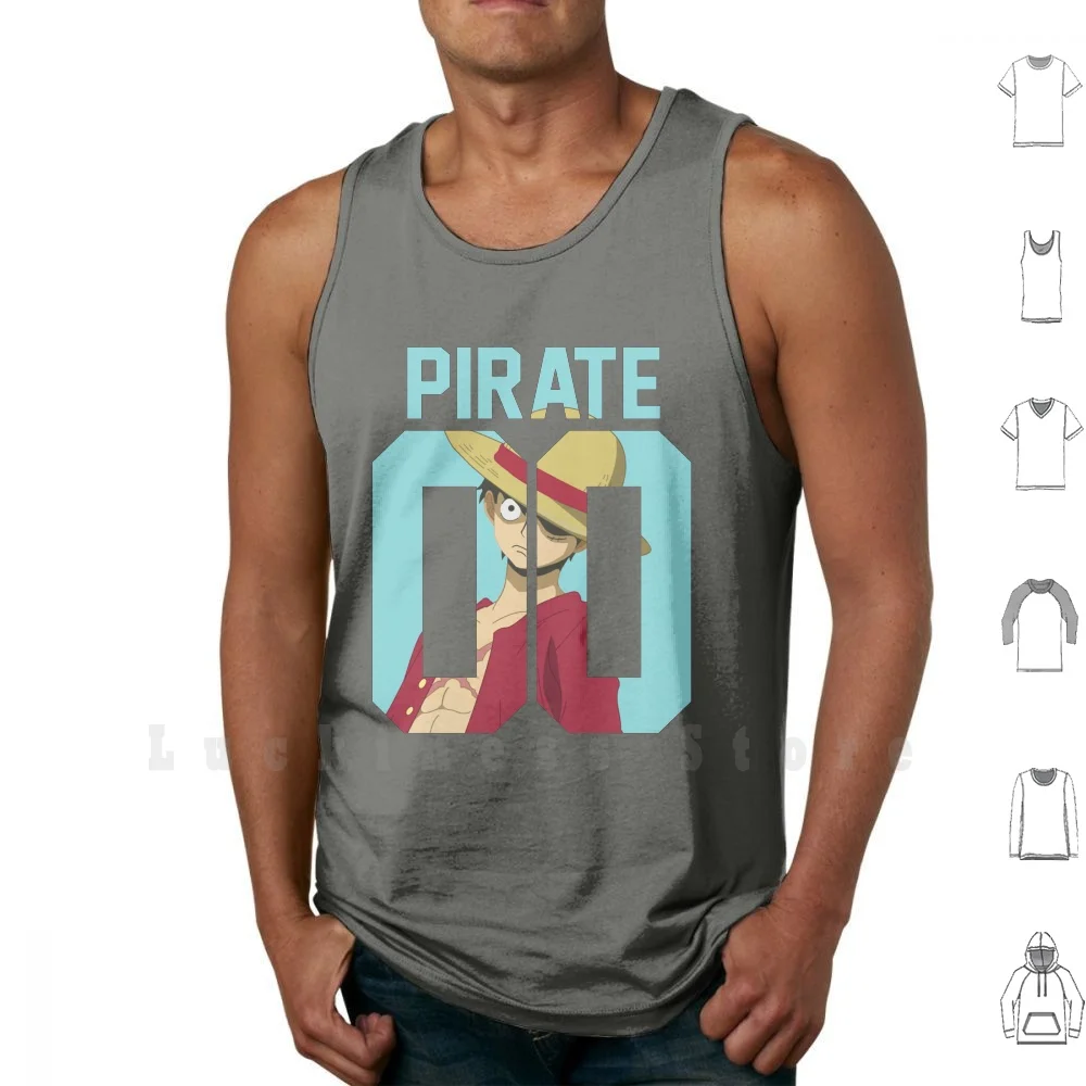 Luffy Jersey Tank Tops Vest 100% Cotton Luffy Anime Manga Zoro Sanji Pirate Ace Chopper Japan Nami Hat Devil Fruit Franky