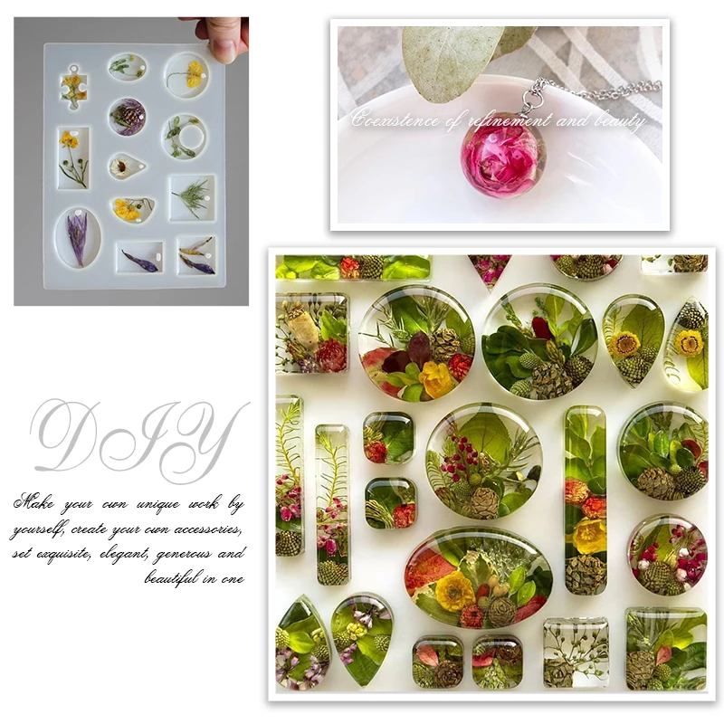 A SET Epoxy Resin Mold Kits Silicone Epoxy Mold Set Jewelry Casting Tools Earring Findings for Epoxy Jewelry Making Supplies DIY