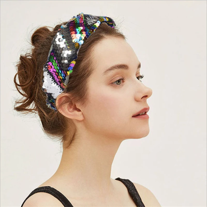 Explosive flip double-sided sequined headband headband headband hair accessories pop bracelet mermaid