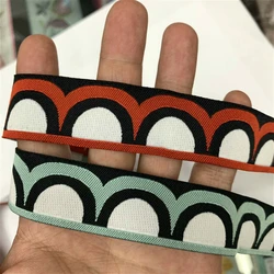 5YARD 25MM Red And Blue Semicircular Door Geometry Cartoon Jacquard Ribbon