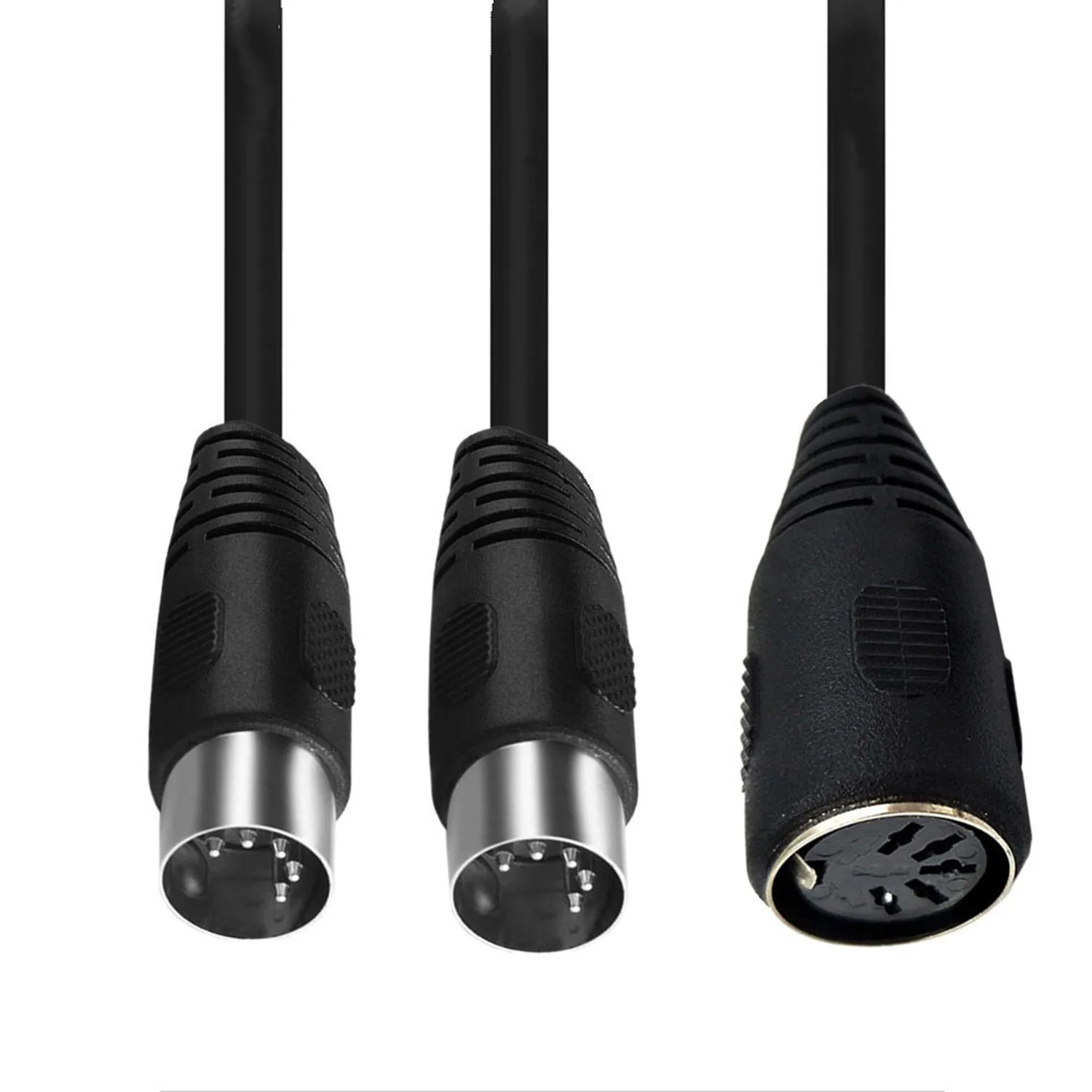 1pc MIDI DIN 5PIN Female to Dual 2x DIN 5 Pin Male Socket Y Splitter Audio Extension Connector Cable Cord 50cm