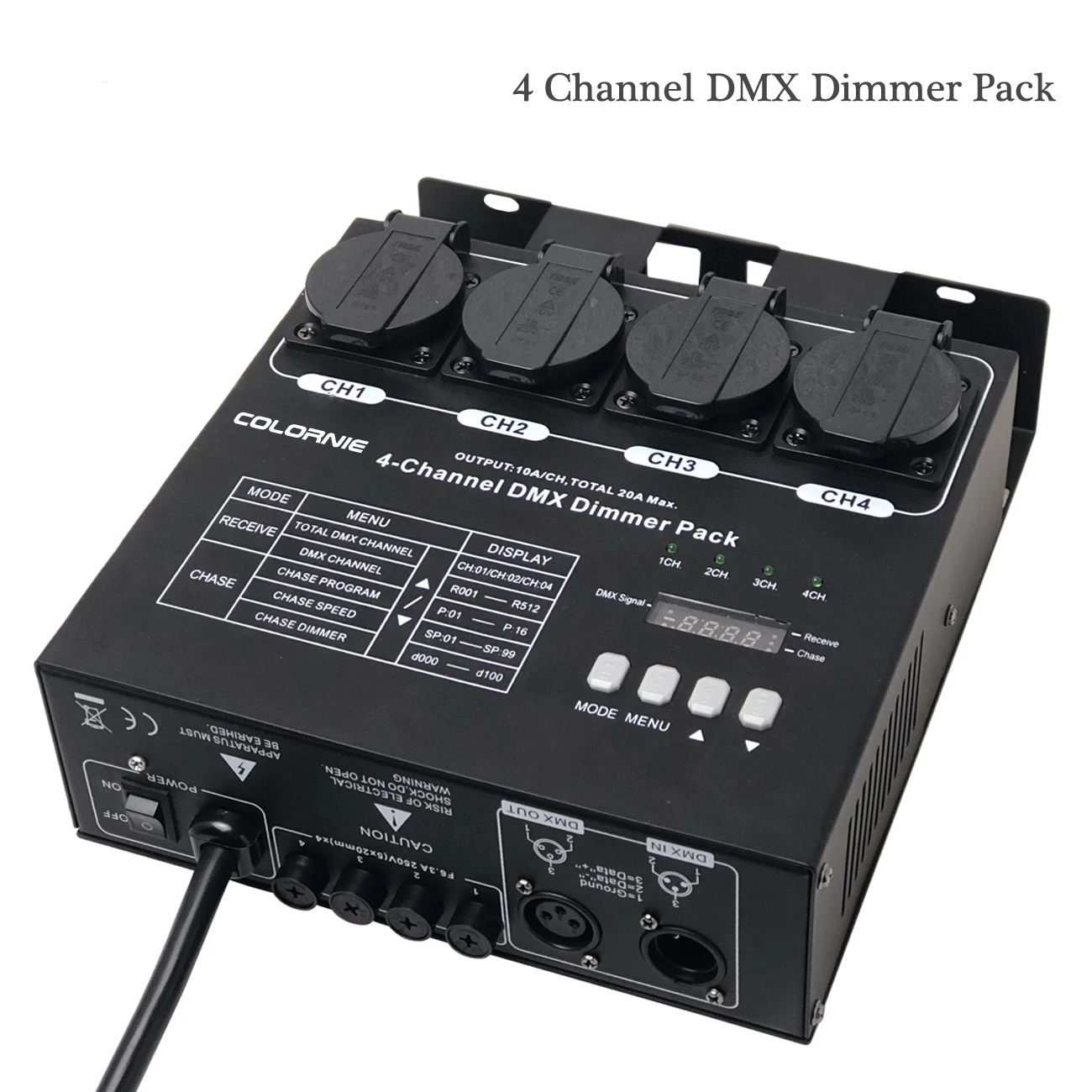 

DMX Dimmer 4 Channels Switch Pack With 16 Built in Light Programs 4CH Switcher For Stage Light Fixtures