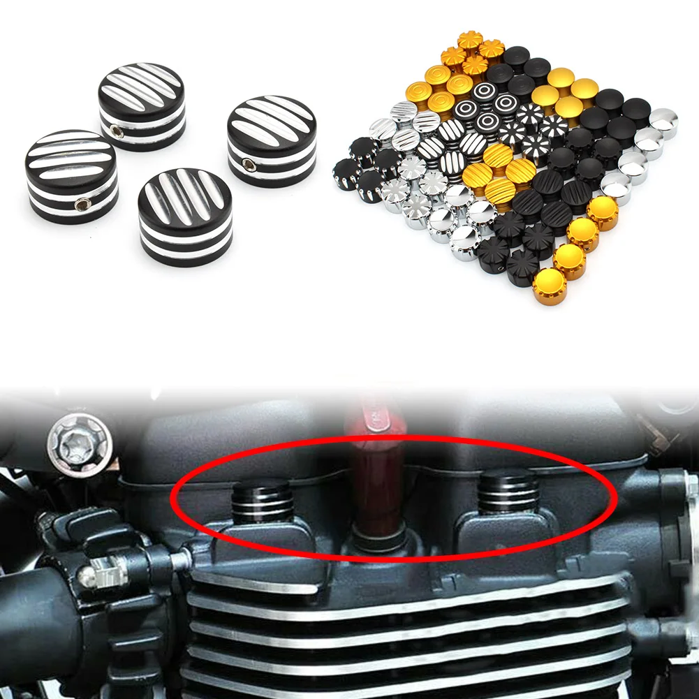 

For Triumph Bonneville T120 Black Thruxton R Street Twin Cup Scrambler 4Pcs Spark Plug Machined Head Bolts Caps Screws Nut Cover