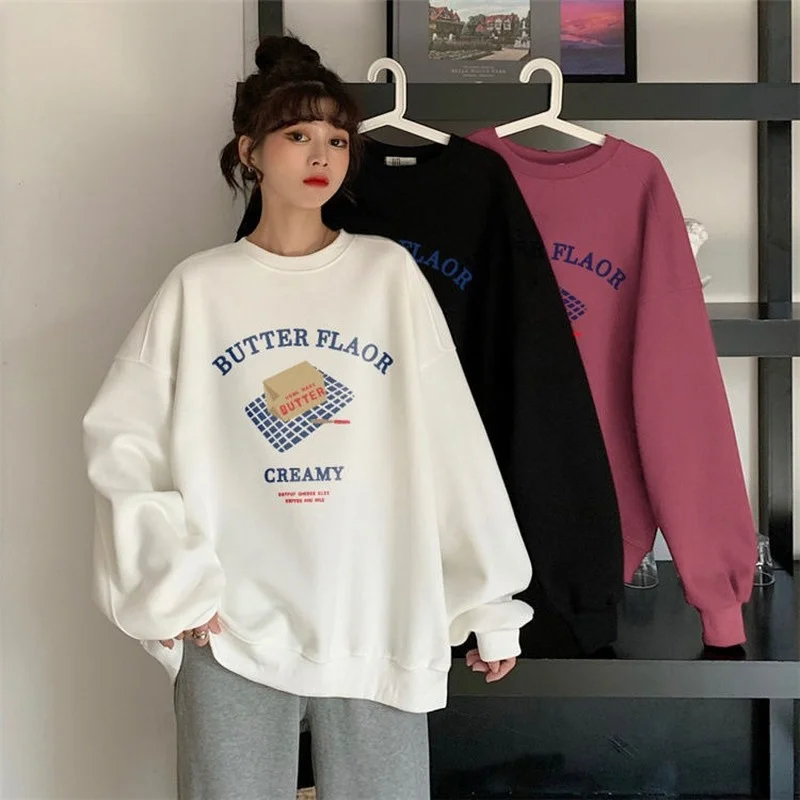 Sweatshirts Vrouwen Streetwear Truien Japanse Losse Brief Mode Kawaii Lange Mouwen Vrouwelijke Leisure Lente Herfst O-hals Ins