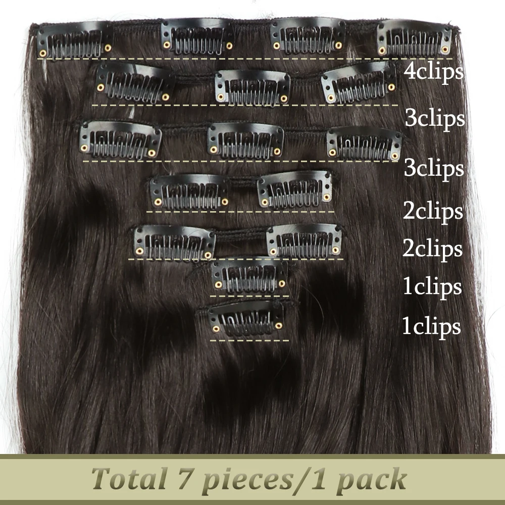 16 Clips 7Pcs/Set Hair Extensions Long Wavy Hairstyle Natural Synthetic Black Blonde Hairpieces Heat Resistant For Women