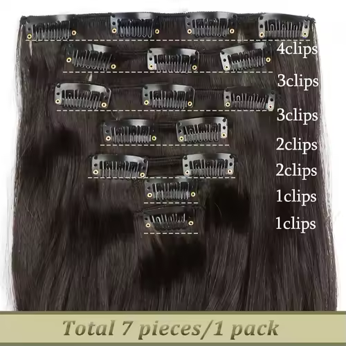 NICESY 16Clips Synthetic 24Inch Long Curly Hair Hairpiece Heat Resistant Hair Extension Clips In Ombre Black Brown Blond Women - Image 3