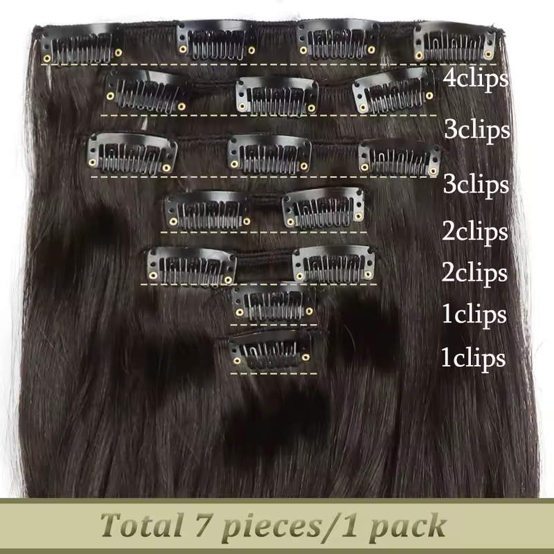 NICESY 16Clips Synthetic 24Inch Long Curly Hair Hairpiece Heat Resistant Hair Extension Clips In Ombre Black Brown Blond Women - Image 3