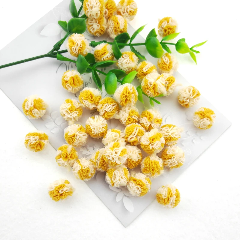 Elastische Blumenkugel aus Netzstoff für Kinder, Haarspangen-Accessoires, künstliche Stoffblumen, 1,5 cm, 100 Stück pro Packung. – Detail 2