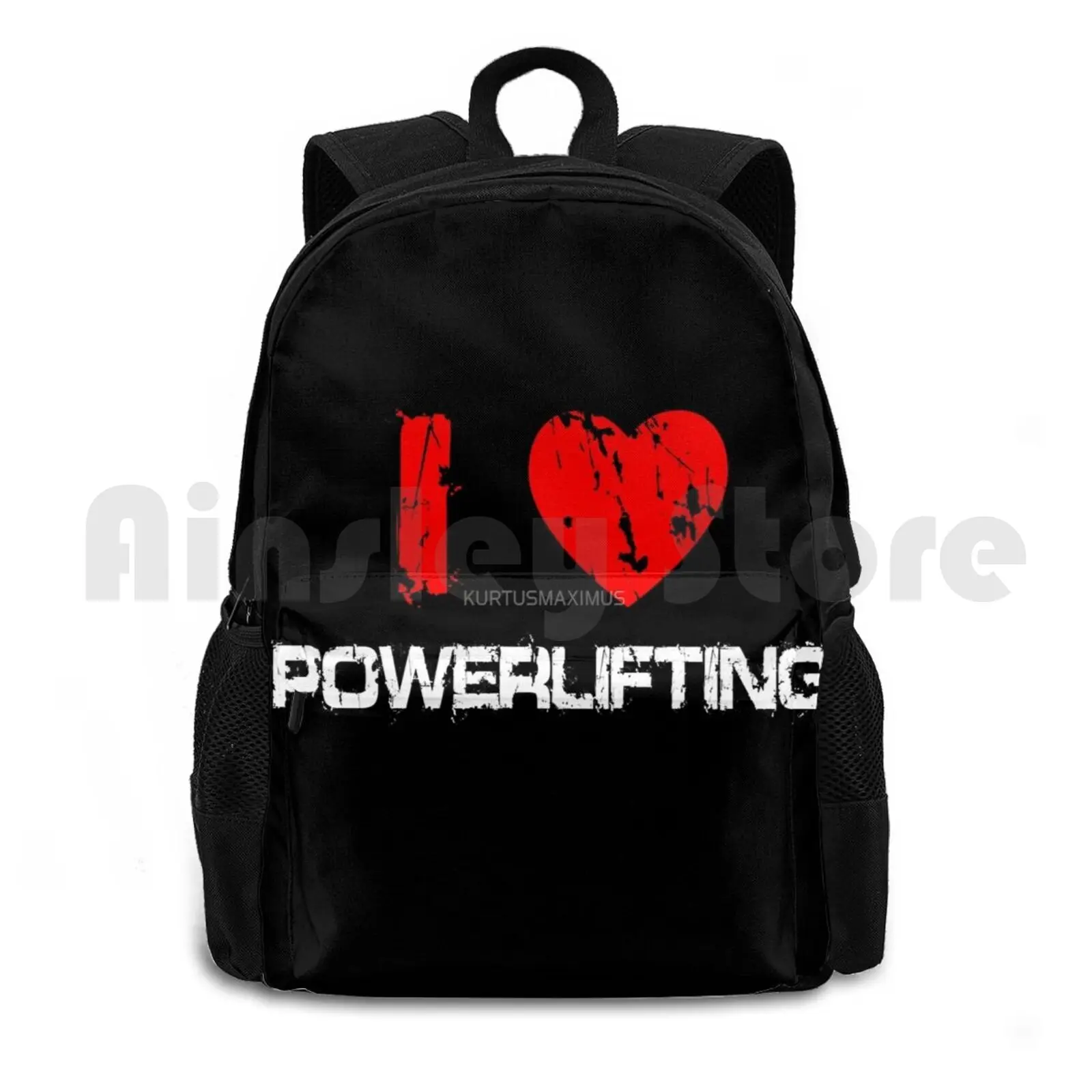 I Love Powerlifting Outdoor Hiking Backpack Waterproof Camping Travel Gym Training Fitness Cross Fit Building Lifting Fit Life