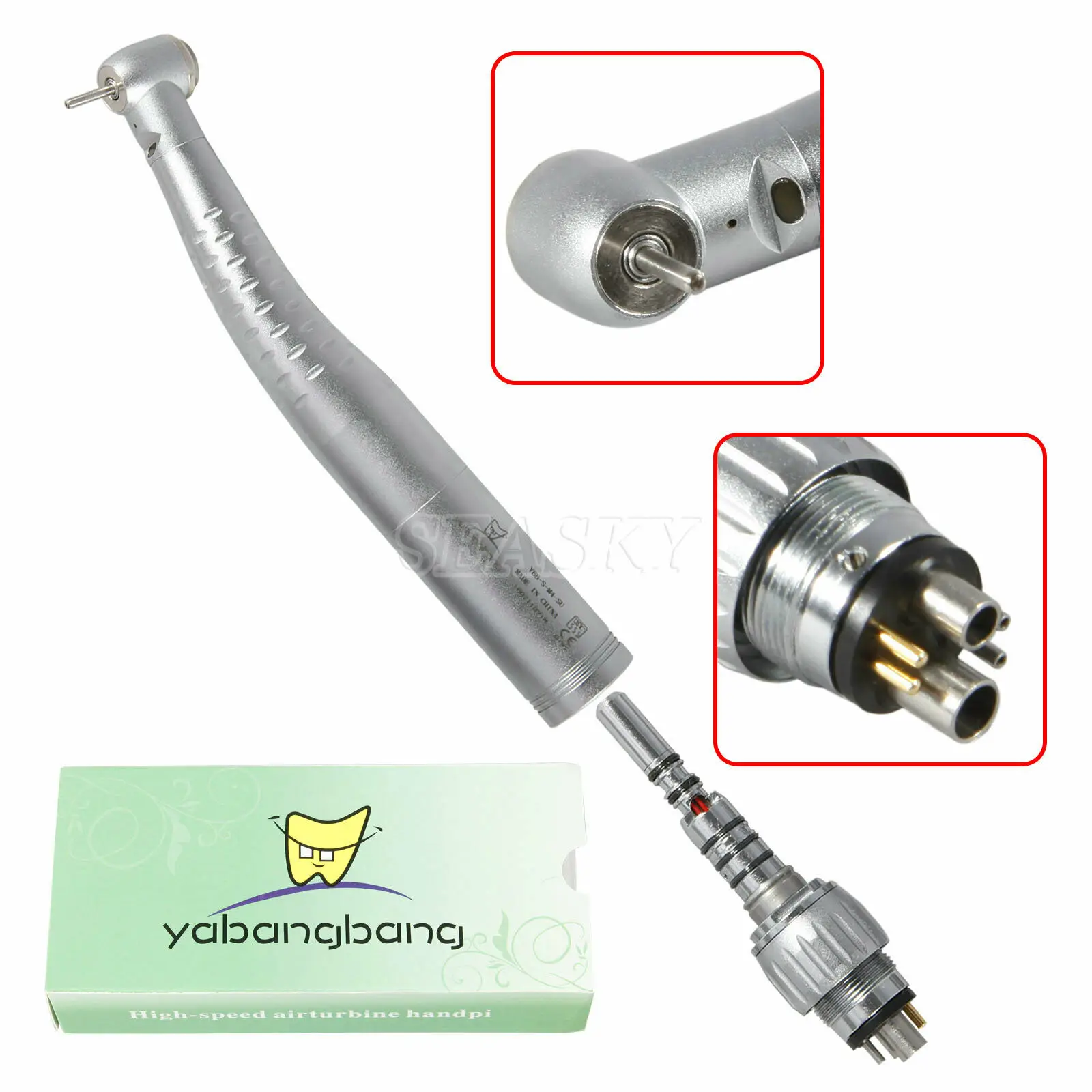 

Dental LED Fiber Optic High Speed Handpiece Standard Head Push Button Turbine Fit Kavo Quick Coupler Swivel 6Hole