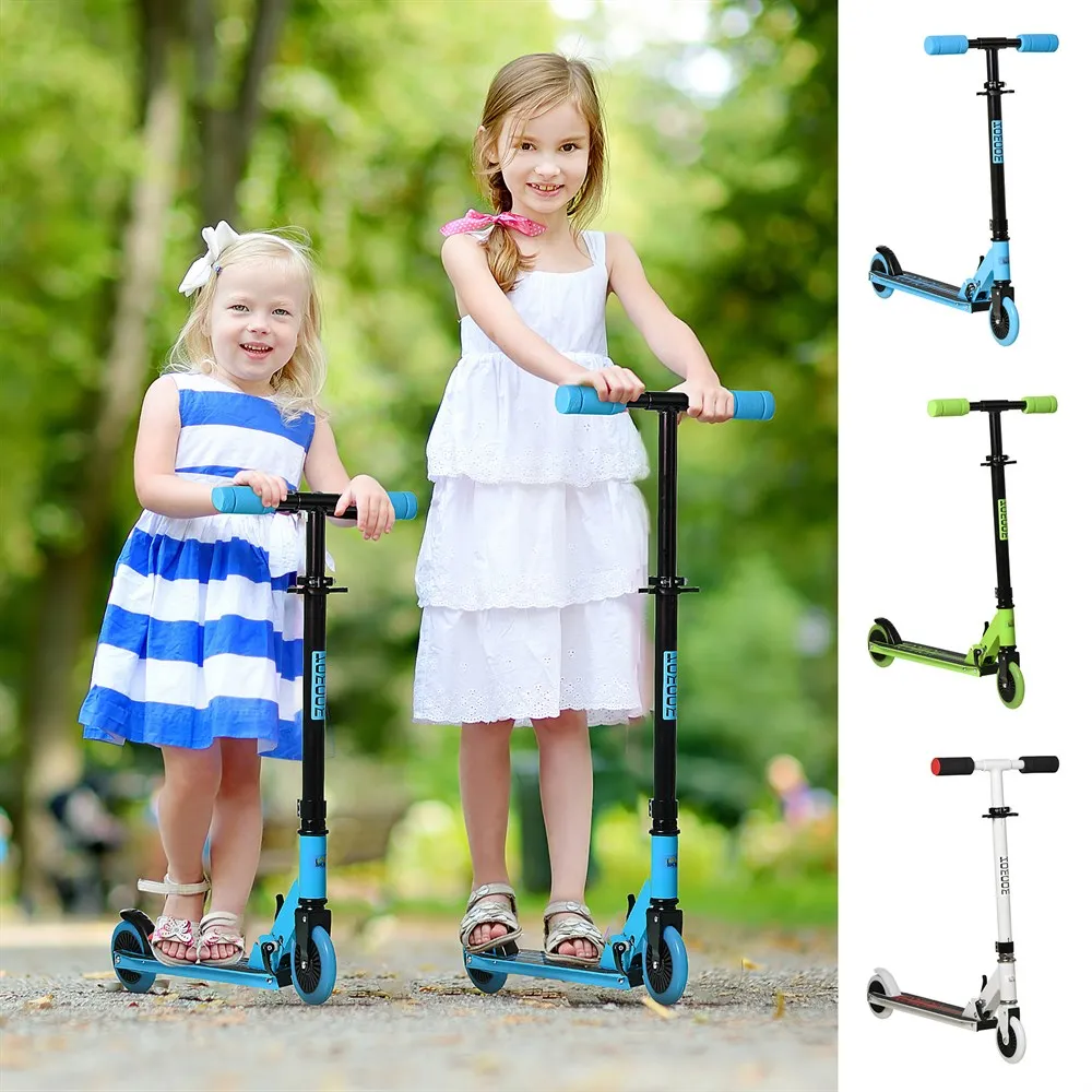 HOMCOM + 3 year old foldable 2 wheel Scooter with handlebar height adjustable rear brake and anti-skid Pedal load 50 kg 67,7x34x79,5-89,5 cm