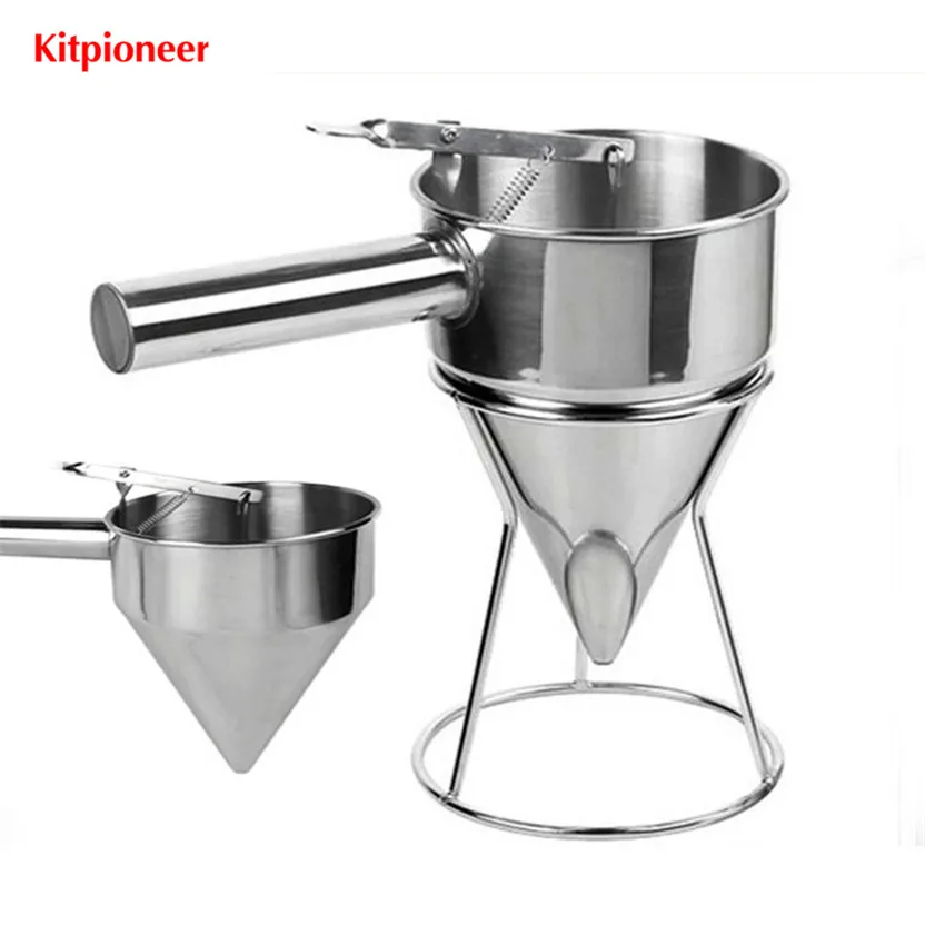 Stainless Steel Pancake Batter Dispenser Funnel Takoyaki Ball Helper Pancake Maker Helper Rack