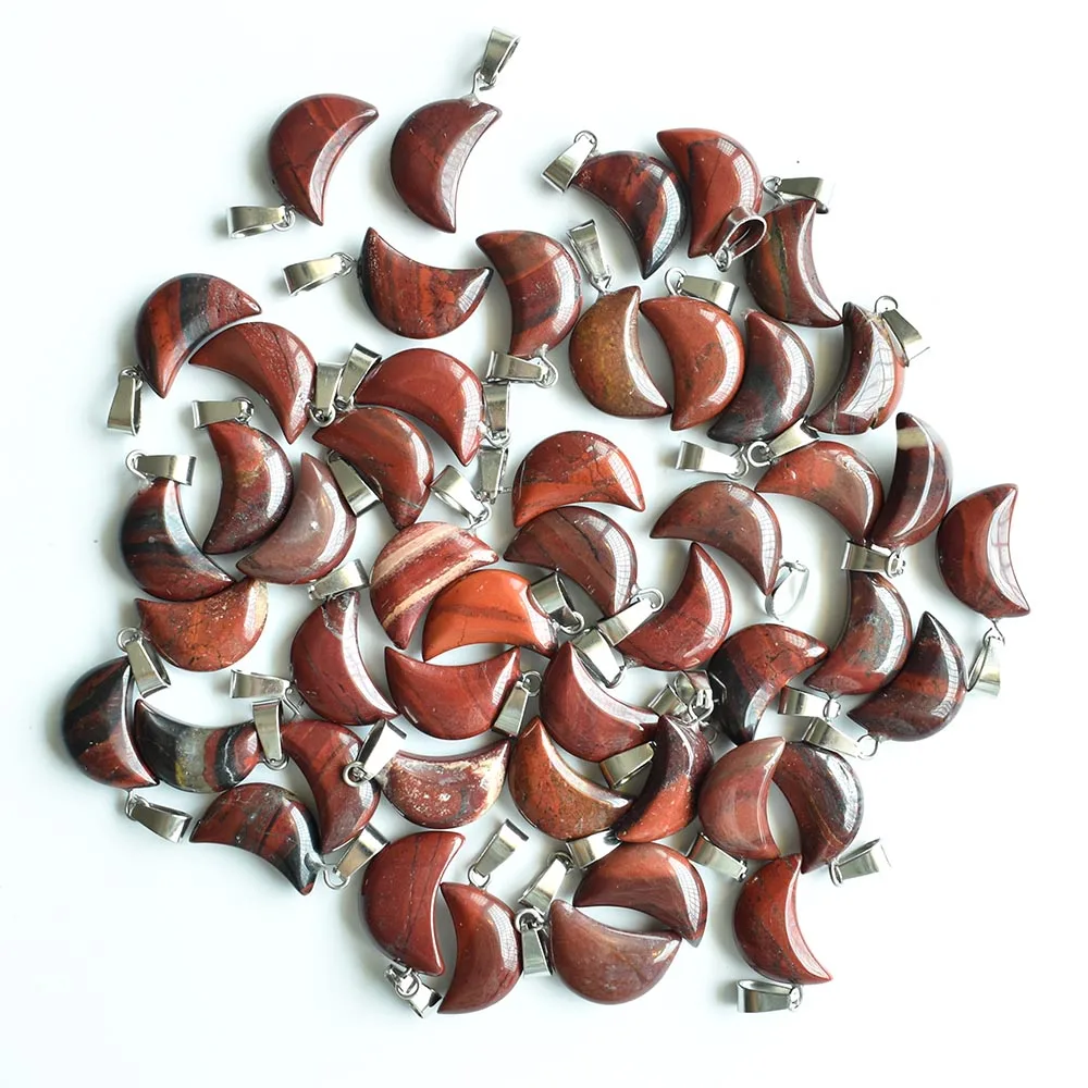 Hochwertige, sortierte Anhänger in Halbmondform aus Naturstein für die Herstellung von DIY-Schmuck. Großhandel 50 Stück/Los kostenlos. – Detail 21