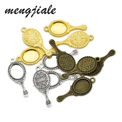 15pcs Wholesale Three Color Imitation Mirror Charms Zinc Alloy Metal Pendant For DIY Handmade Jewelry Accessories Making 34*14mm