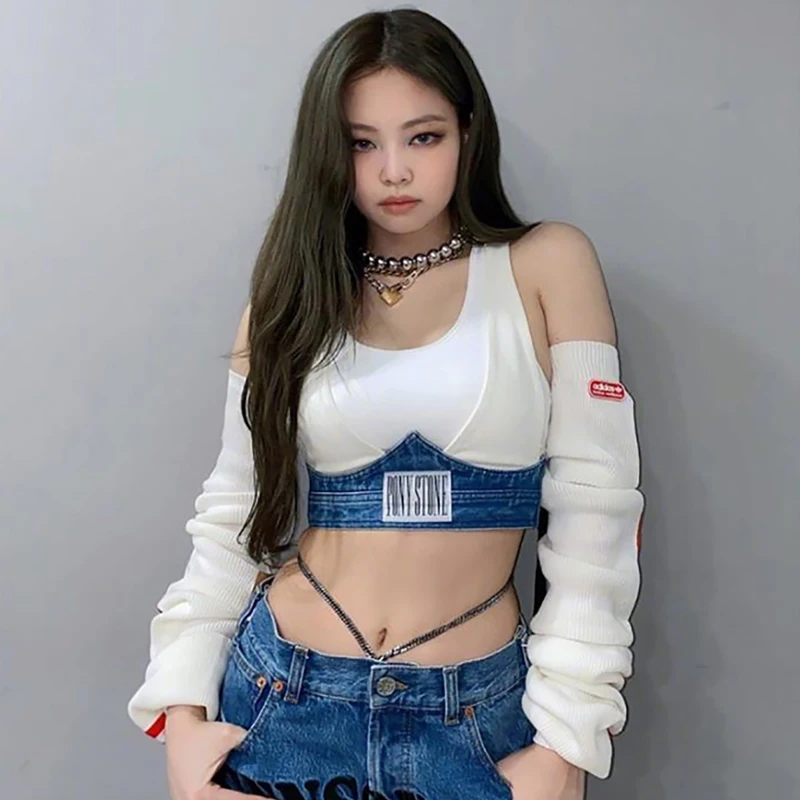 K-pop tancerz strój kobiety Sexy stroje koncertowe Hip-Hop Street Dancewear koreański wydajność kostium markowe ubrania JL3574