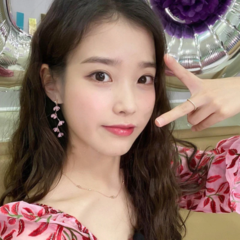 Pink Flower DEL LUNA Hotel IU Korean dramas TV Fashion Eardrop Elegant For Women Earrings brincos ornament