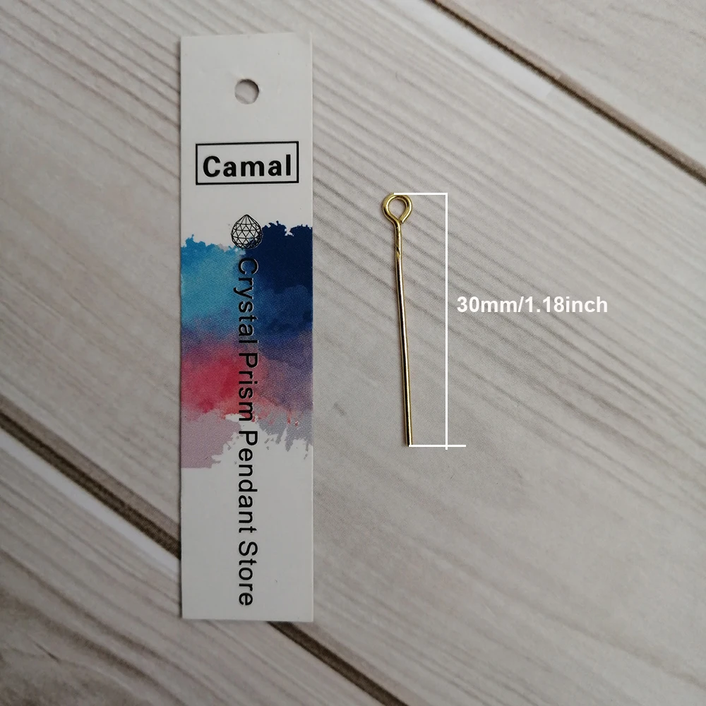 Camal 100pcs 30mm Gold Eye Head Pin Buckle Connector Finding For Crystal Prism Pendant Jewelry Making Accessories Part