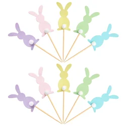 10pcs Rabbit Cake Toppers Easter Rabbit Shape for Kids Boy Girl Happy Birthday Party Supplies DIY Easter Party Decorations