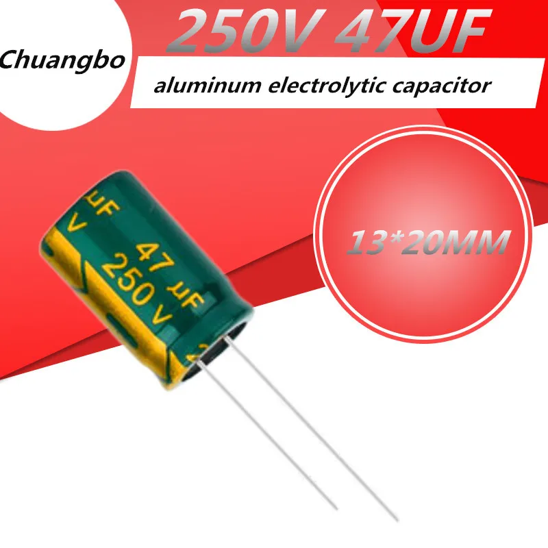 

5pcs Higt quality 250V47UF 250V 47UF 13*20MM low ESR/impedance high frequency aluminum electrolytic capacitor 250V 47UF 13*20MM