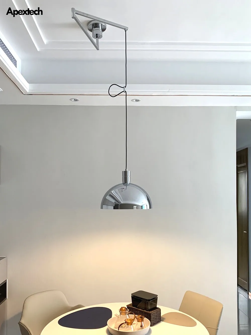 

Modern Folding LED Pendant Light Position Adjustable Kitchen Dining Room Pendant Lamp Chrome Metal Ceiling Hanging Lights