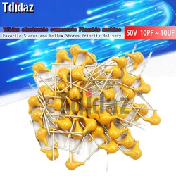 100Pcs 50V monolithic ceramic capacitor 10PF ~ 10UF 22PF 47NF 220NF 1NF 4.7UF 1UF 100NF 330NF 0.1UF 102 104 105 106 103 473 334