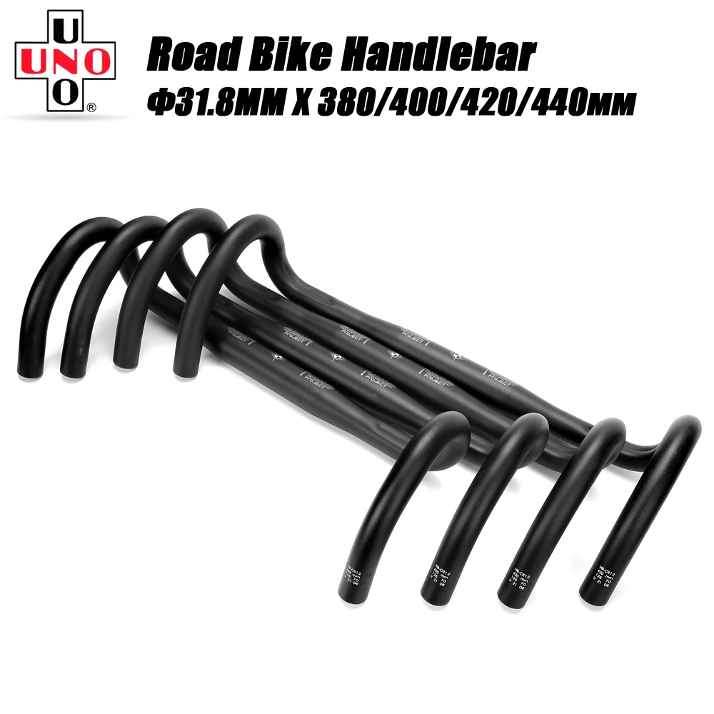 UNO Ultralight Road Bike Handlebar Bike Stem Set Handlebar 31.8 380/400/420/440mm Road Bike Parts 7 Degree Bicycle Stem 31.8mm