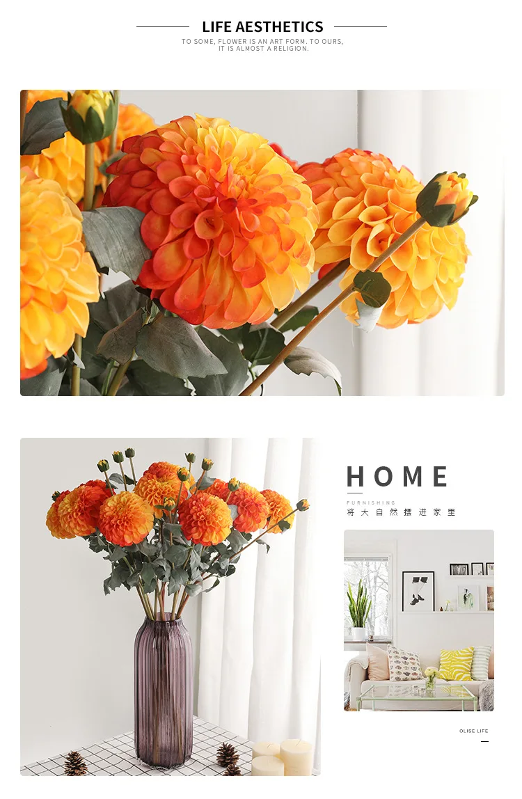 American Home Layout Simulation Autumn Daisy Fake Flower Studio Shooting Props Simulation 2 Oil Painting Dahlia