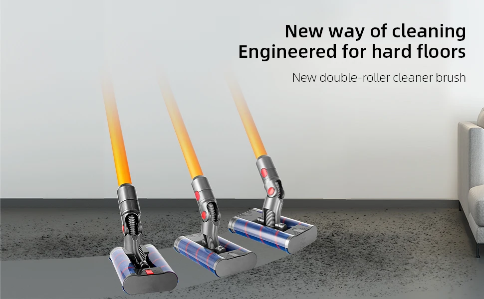 Für Dyson V7 V8 V10 V11 V15 Staubsauger Teile Drehbare Doppel Weiche Roller Bürstenkopf Led Licht Für Hartböden – Detail 1