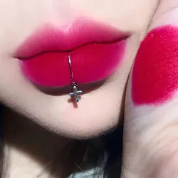 Stainless Steel Zircon Fake Lip Ring Dangle Lip Clip No Puncture Labret Stud Fake Piercing Septum Goth Sexy Lip Jewelry Body