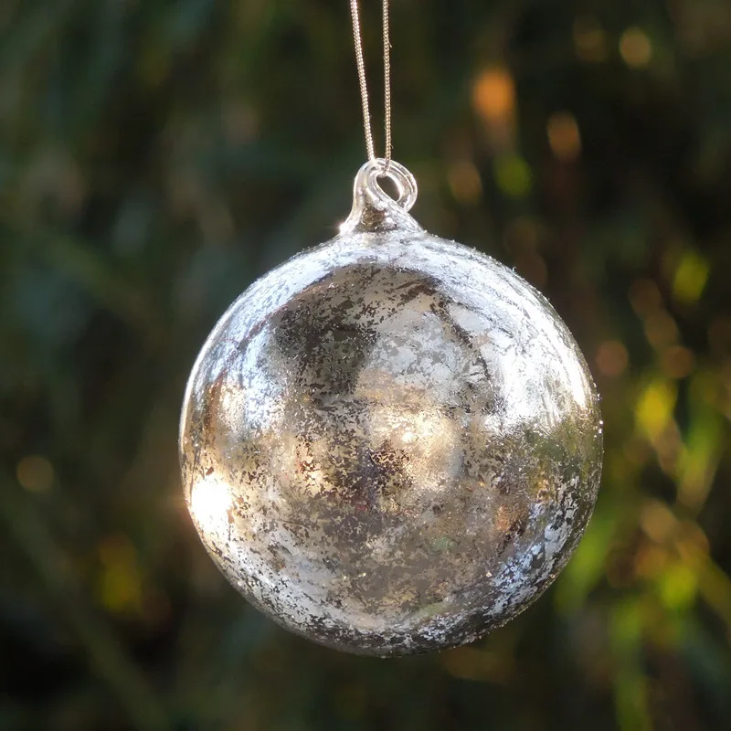 

12pcs/pack Diameter=10cm Middle Size Glass Globe Home Decoration Christmas Tree Silver Sheet Ball Festival Hanging Ornament