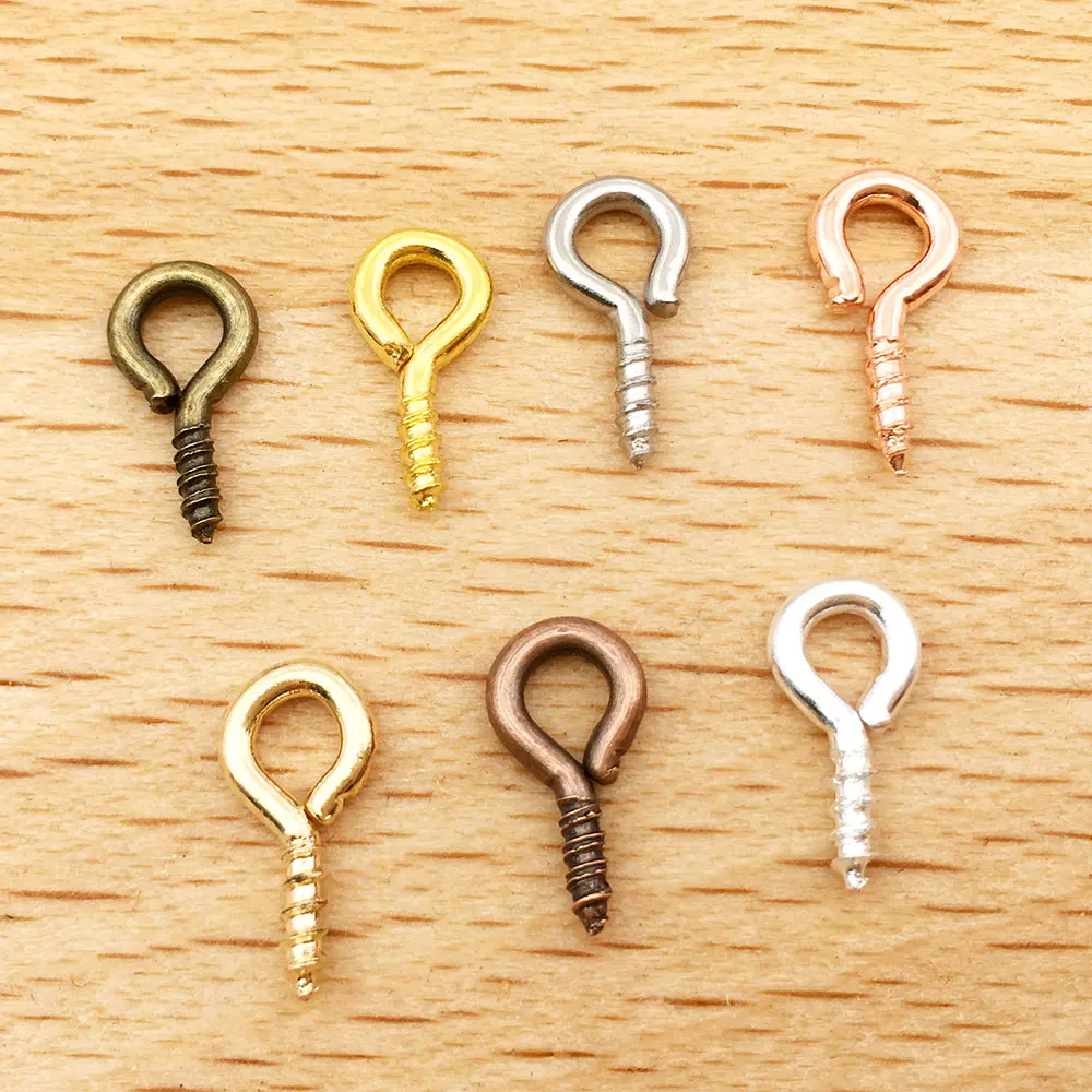 300pcs/lot 7 Colors Ball Beads Metal Hoop Peg Screw Eye Pin Hook Chain Connectors Clasps for DIY Jewelry Making Findings