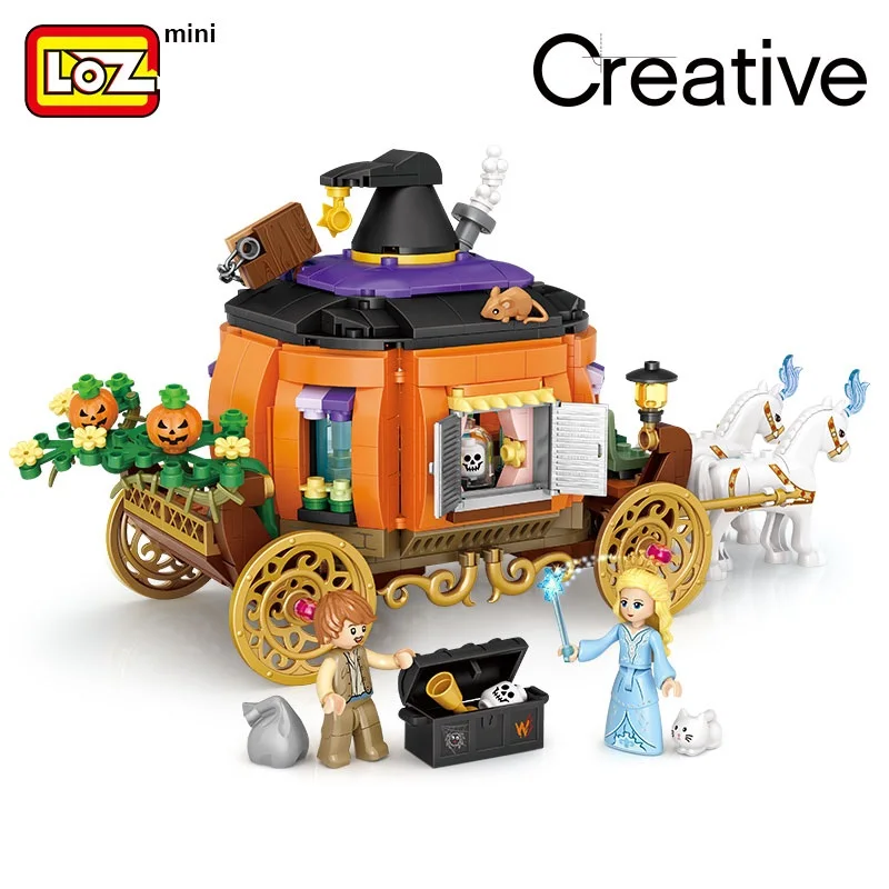 LOZ Pumpkin Carriage Building Blocks Small Particle Assembling Toy Assembly