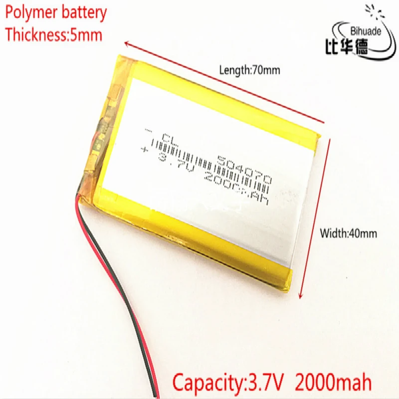 リットルエネルギーバッテリー 504070 3.7 v リチウムポリマー電池 2000 mah インターホン 504270 gps 車両の走行データレコーダー