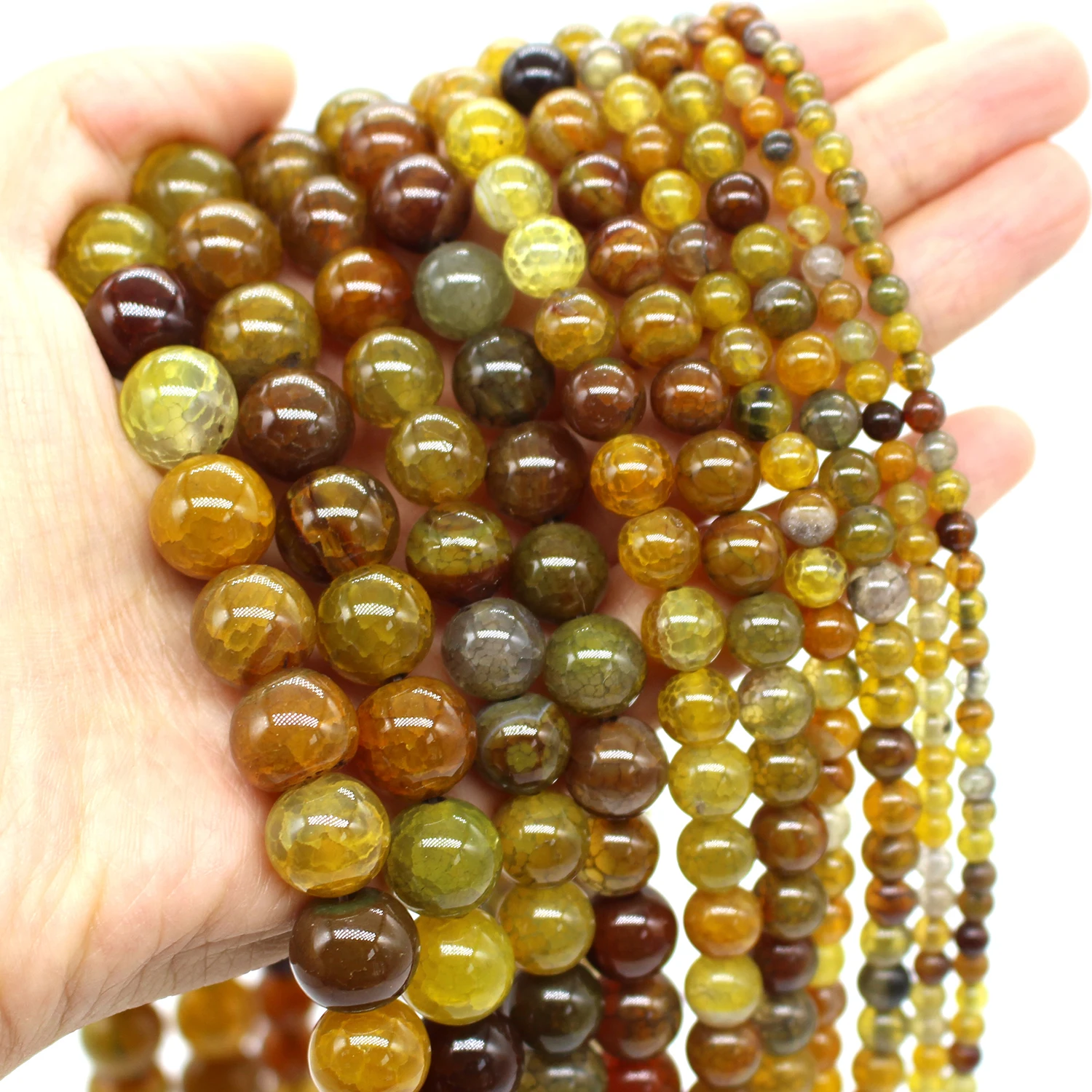 Oamusa Natural Round Tea Dragon Stone Agates Beads Loose Beads DIY Earrings Rings Necklace Charms For Women Spacer Beads