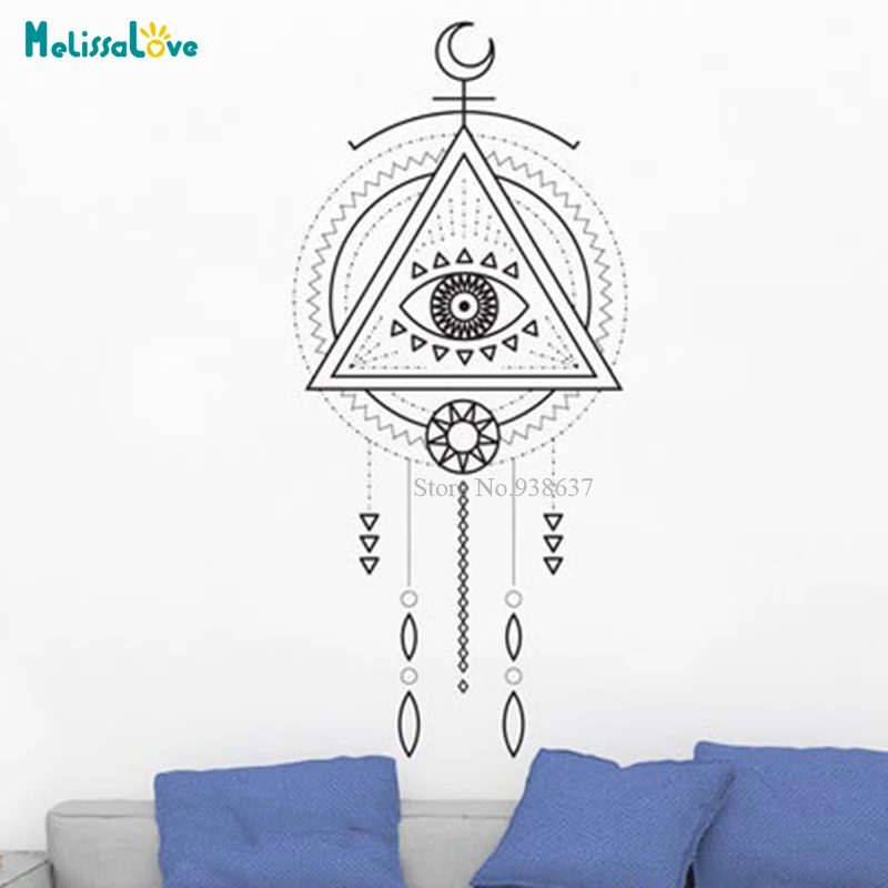 Eye Design Geometry Shaman Yoga Mandala Sticker Yoga Studio decal Boho Sticker Bedroom Decals home room stickers BB536