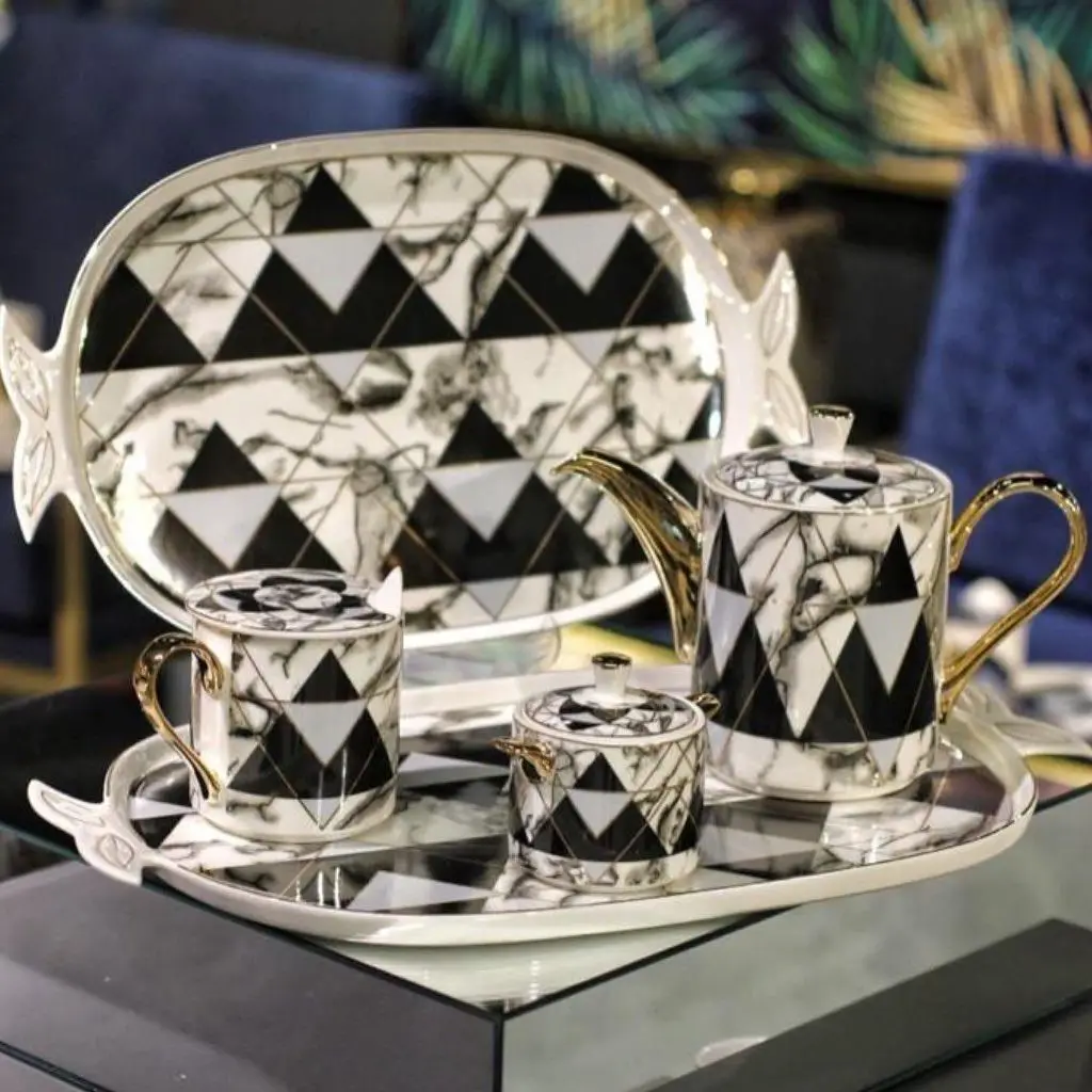 

DOLBOVI Zücev Tea Time Pyramid Pattern 45x27cm Porcelain tray TEATIME-500 tray поднос plateau de service