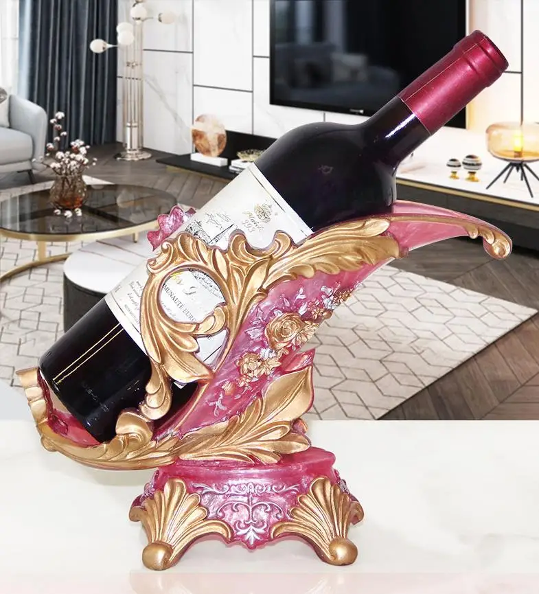 Wine rack decoration modern light luxury wine cabinet decoration resin European creative oblique empty wine bottle rack display