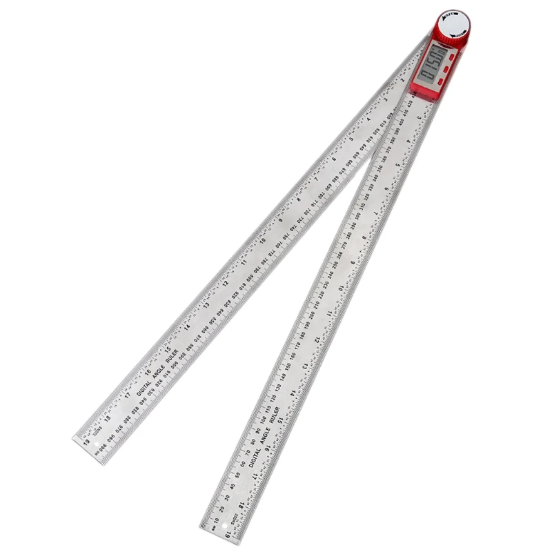 Stainless Steel Digital Angle Meter Ruler Metric Inch Protractor Angle Finder Scale Measuring Tools 0-200/300/500mm 360° K9FB